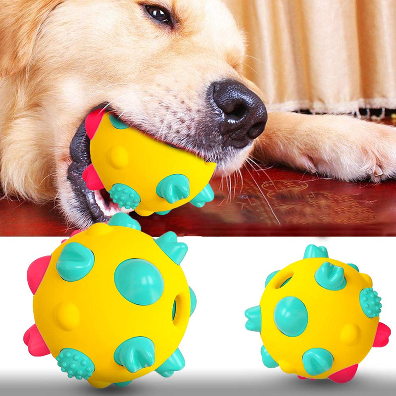 [Australia] - XIAOCAI Dog Toys Ball, Puppy Toys Chew Ball for Small Medium Dogs, Durable Interactive Dog Ball Aggressive Tooth Brush for Dog Tooth Cleaning Fetching, IQ Treat Training Blue 1 PCS 