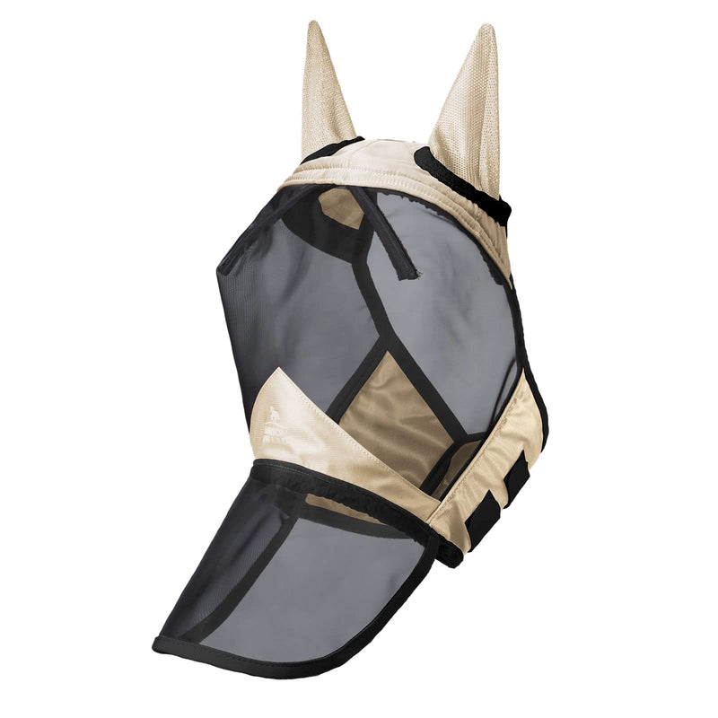 Harrison Howard CareMaster Pro Luminous Horse Fly Mask Long Nose with Ears UV Protection for Horse Pony (Small) Light Champagne - PawsPlanet Australia