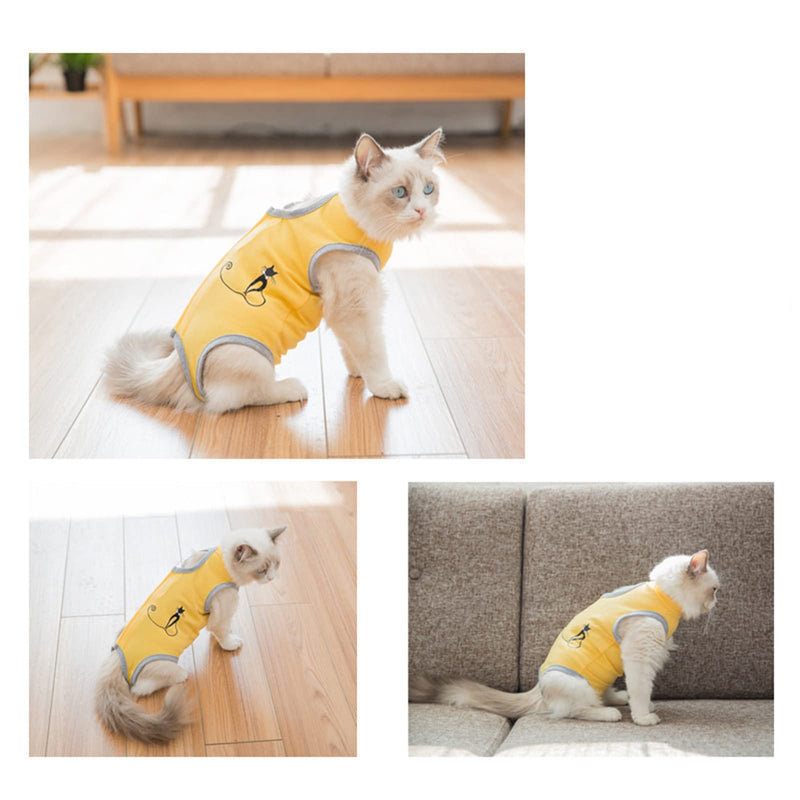 Komate Kitten Cat Surgery Recovery Suit Vest After Surgery Surgical Bodysuit for Abdominal Wounds Skin Diseases Pet Shirt E-Collar Alternative for Puppy Small Dog Cat Clothes (Blue Cat, S) Blue Cat - PawsPlanet Australia