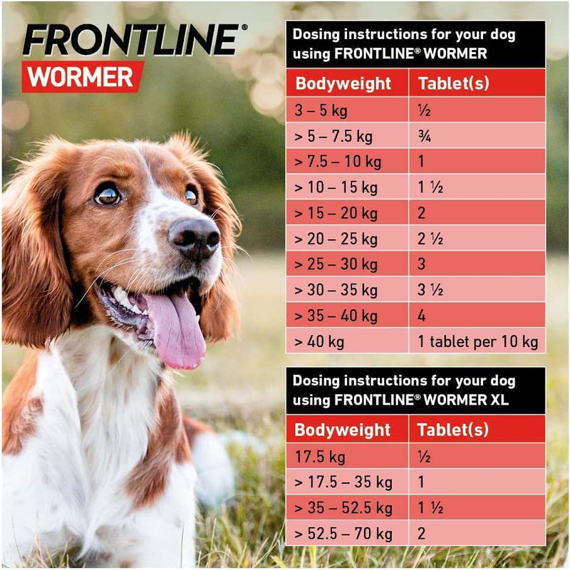 FRONTLINE WORMER - XL Worming Tablets for Dogs - 2 Tablets For 17.5Kg+ Dogs - PawsPlanet Australia