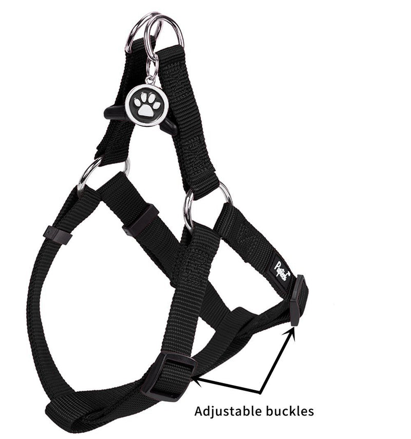[Australia] - PUPTECK No Pull Dog Harness Reflective Adjustable Basic Nylon Step in Puppy Vest Outdoor Walking with ID Tag S(chest 14.8"-21") Black 