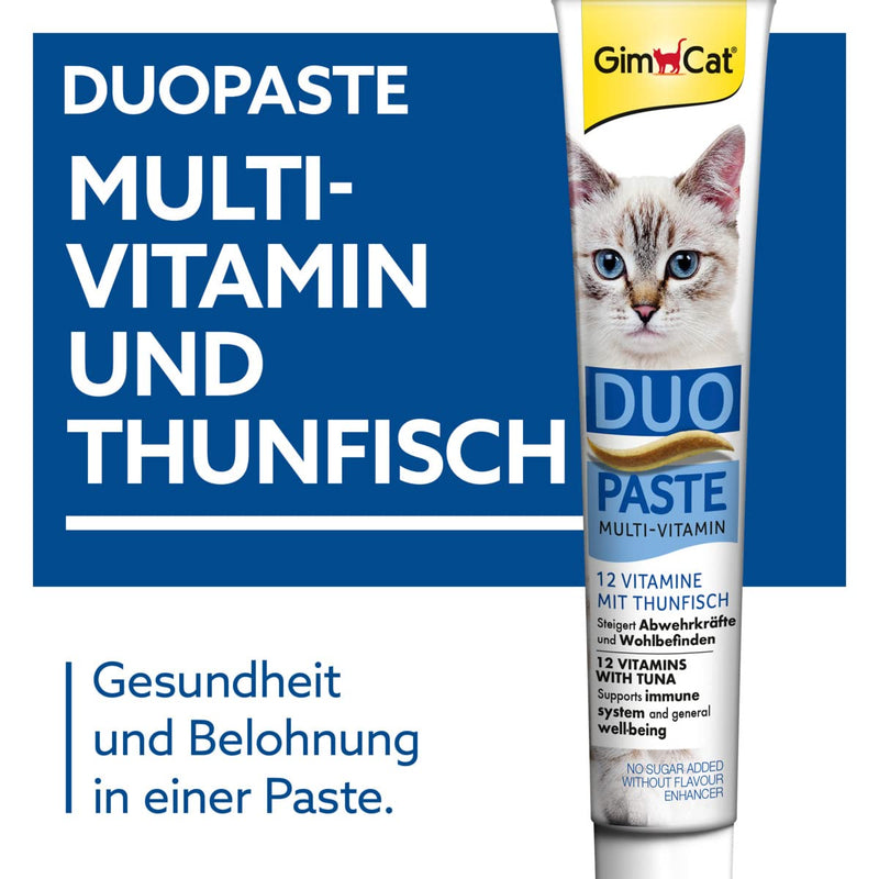 GimCat Duo Paste Multi-Vitamin and Tuna - Valuable vitamins increase immunity and well-being - 1 tube (1 x 50 g) 12 vitamins and tuna - PawsPlanet Australia