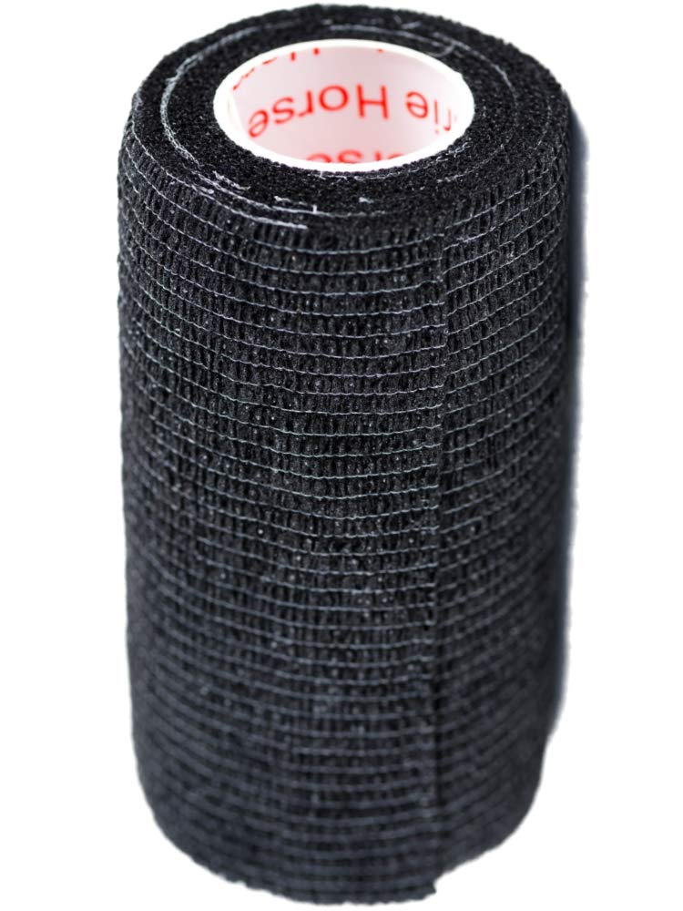 4 Inch Vet Wrap Tape Bulk (Assorted Colors) (6, 12, 18, or 24 Packs) Self-Adhesive Self Adherent Adhering Flex Bandage Rap Grip Roll for Dog Cat Pet Horse 6 Rolls Black - PawsPlanet Australia