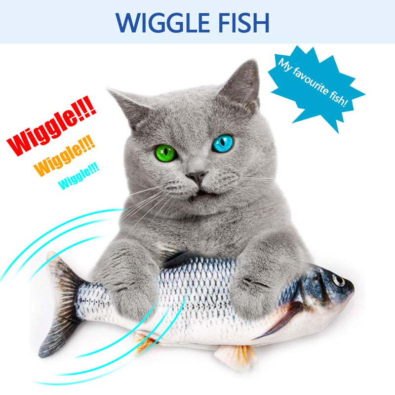 Labeol 2 Pcs Electric Moving Flipping Fish Cat Catnip Toy Realistic Plush Simulation Moving Fish Cat Toys for Indoor Cats Funny Interactive Pets Chew Bite Kick Wagging Fish Toy for Cat Kitten - PawsPlanet Australia