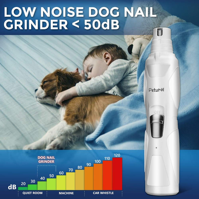 [Australia] - Dog Nail Grinder Upgraded 2 Speed Pet Nail Trimmer Gentle Painless Electric Paws Grooming Trimming Small Medium Large Dogs Cats Portable Rechargeable by Petural 