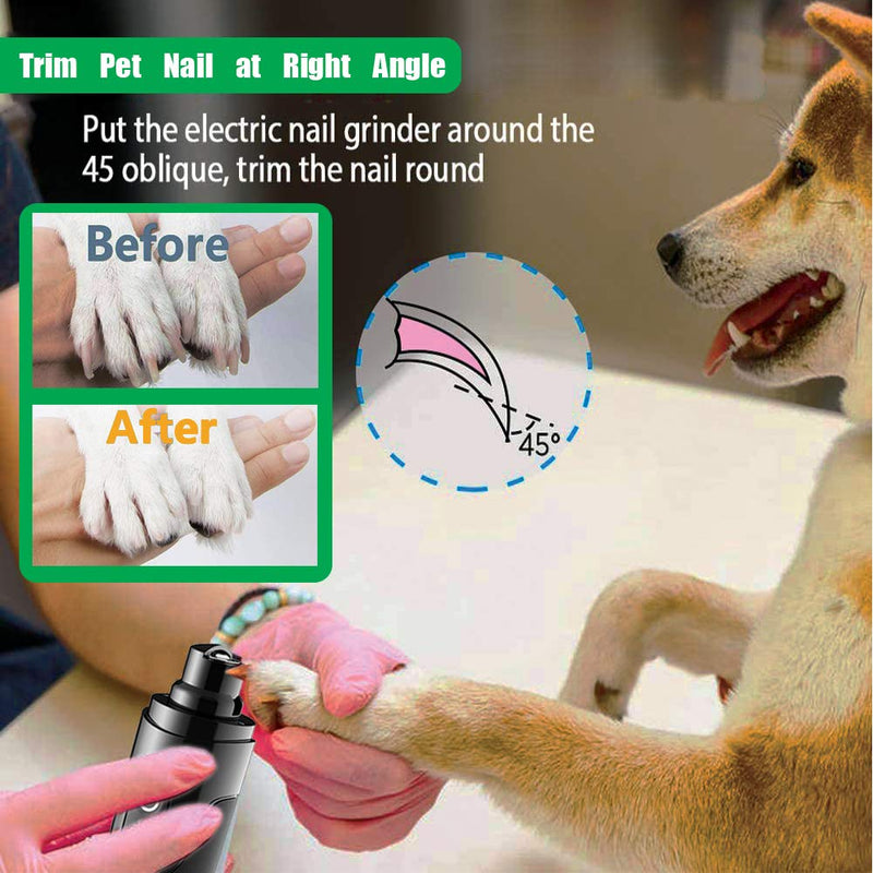 [Australia] - Dog Nail Grinder Trimmer Clippers File,Professional 3-Speed LED Lights Version Electric Rechargeable Pet Nail Trimmer clippers Painless Paws Grooming & Smoothing kit for Small Medium Large Dogs & Cats 