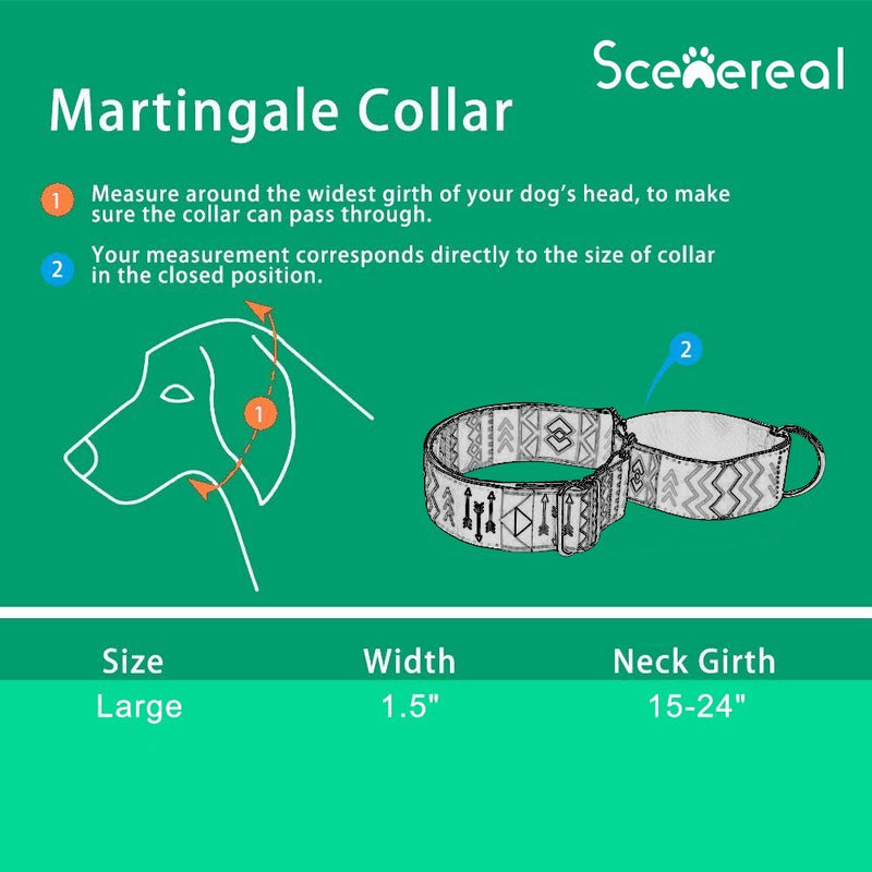 [Australia] - SCENEREAL Martingale Collars for Dogs Heavy Duty Large Dog Training Collar for Walking Hiking Running Printing One 