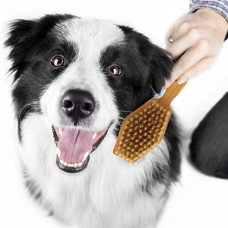 YGHH 2 Pieces Dogs Comb and Brush, Grooming Brush for Dog & Cat, Dog Shampoo Brush, Pet Double Sided Comb, Double Hexagon Bamboo TPR Pet Bath Massage Brush for Dogs, Cats with Short or Long Hair - PawsPlanet Australia