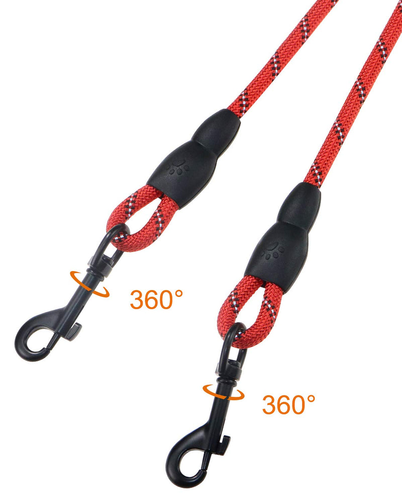 Taglory Double Leads/Dog Lead Double Lead for 2 Dogs/No Tangle Reflective Climbing Rope/Adjustable Split Leads/RED 75 cm (Pack of 1) RED - PawsPlanet Australia