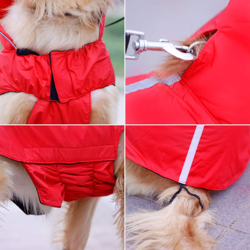 PETCEE Waterproof Winter Jacket for Large Dogs,Red 3XL Fleece Lined Cold Weather Dog Jacket XXXL Red - PawsPlanet Australia