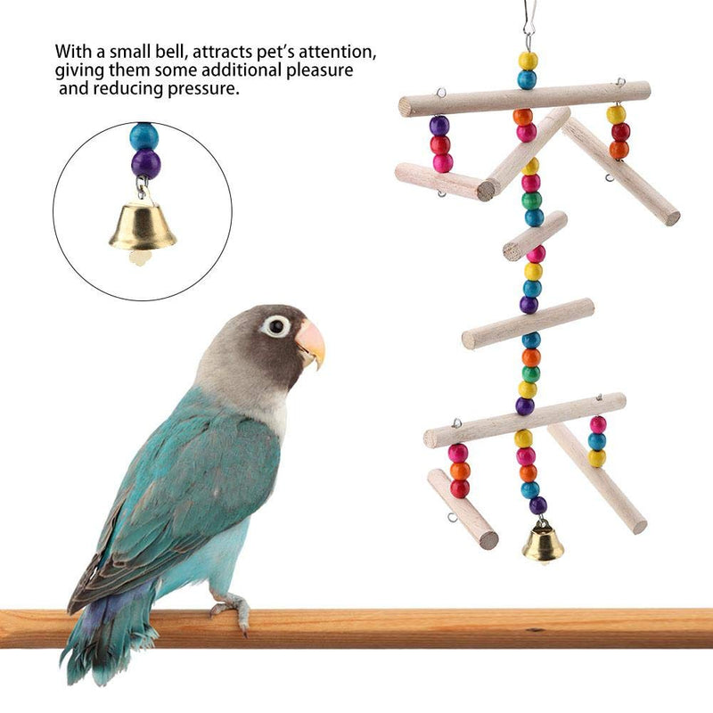 Bird Parakeet Toys, Wood and Wooden Beads Ladder Toy Pet Cage Supplies for Birds Parrot Chewing Hanging Swing - PawsPlanet Australia