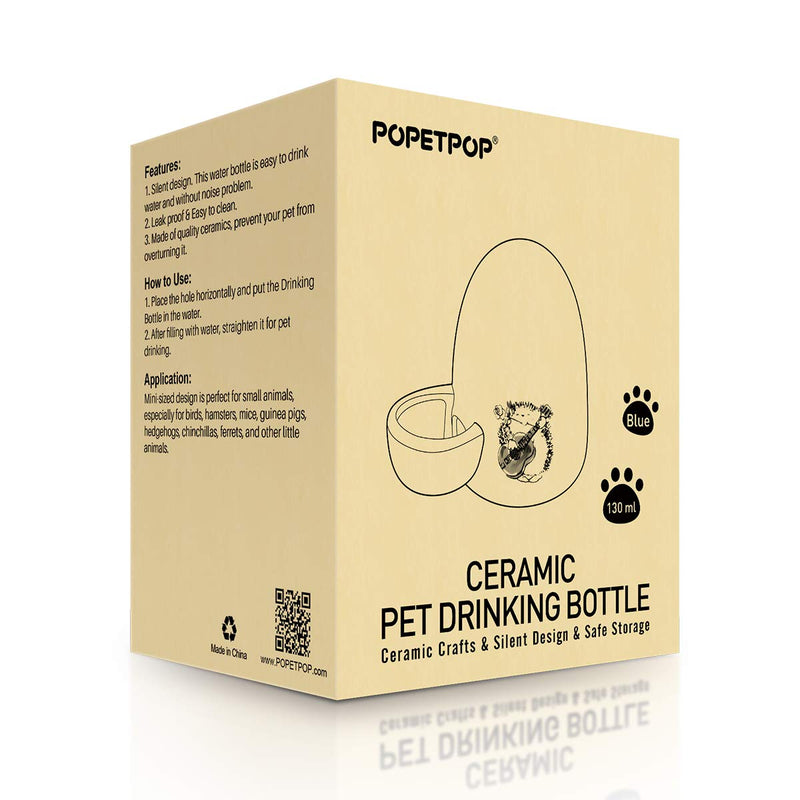 [Australia] - POPETPOP Small Animal Water Bottle Automatic Ceramic Drinking Bottle Silent Little Pet Water Feeder for Bird/Hedgehog/Hamster/Small Animal (Blue) 