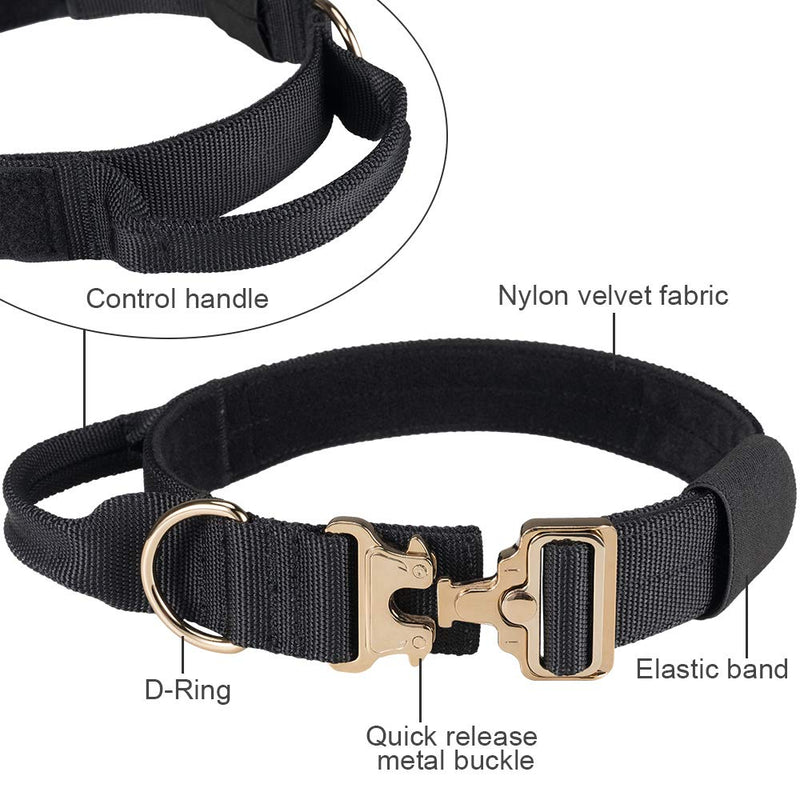 EXCELLENT ELITE SPANKER Dog Collar for Medium Large 40-60cm Adjustable with Handle Heavy Duty(Black) Black - PawsPlanet Australia
