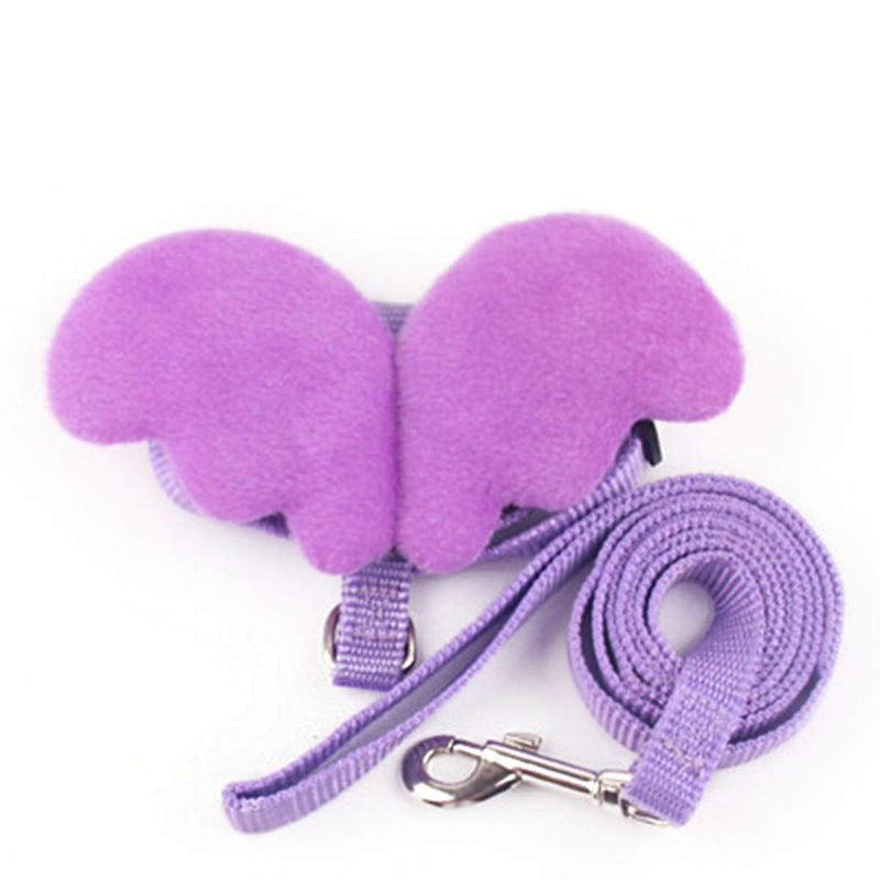 [Australia] - Goaup Pet Cat Dog Leashes and Harness Set- Adjustable Mesh Vest Chest Strap with Angel Wings- Suit for Puppy Kitten Medium Pets Purple 