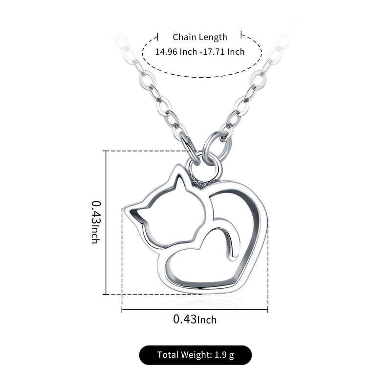 [Australia] - BISAER Cat Pendant Necklaces Sterling Silver, Cute Adjustable Chain Necklace for Women Teen Girls Christmas Birthday Gift. 