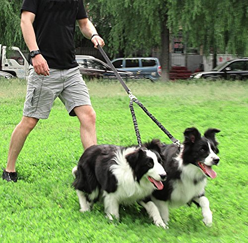 [Australia] - GUGELIVES Pet Dog Double Leashes - No Tangle Reflective Bungee Lead for Nighttime Safety,Dual Dog Training Leash for Two Small, Medium & Large Dogs Double Leash 