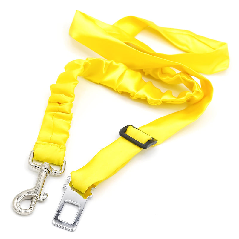 Car Seat Belt for Dogs Cats Pets Adjustable Heavy Duty Elastic Car Seat Belt with Elastic Nylon Bungee Buffer (Yellow) Yellow - PawsPlanet Australia