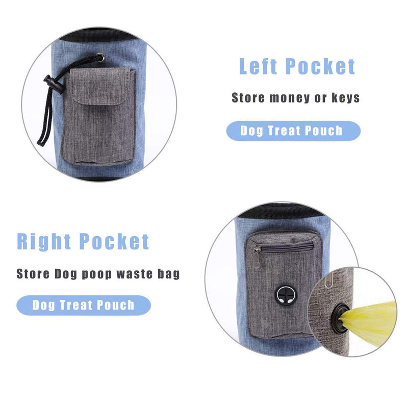 Suuree Dog Treat Pouch, Professional Pet Training Bag Holder for Small to Large Dogs, Built-in Poop Waste Bag Dispenser, Easily Carries Pet Toys, Puppy Food, Kibble, Clicker for Travel Walking. Blue - PawsPlanet Australia