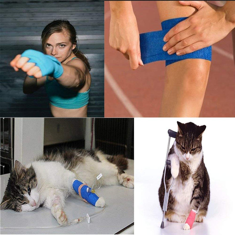 Fuluning, tape bandage, self-adhesive tape, strong sports tape for wrist (5cm12Rolls, Red) - PawsPlanet Australia