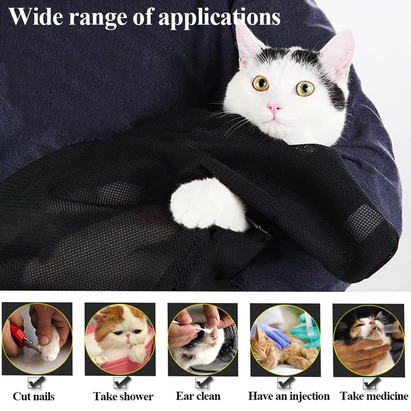 ASOCEA Cat Bathing Bag Cat Grooming Bag Adjustable Cat Shower Net Bag Multifunctional Bag for Pets Preventive Anti-biter Anti-scratch Nail Trimming Cleaning Grooming - PawsPlanet Australia