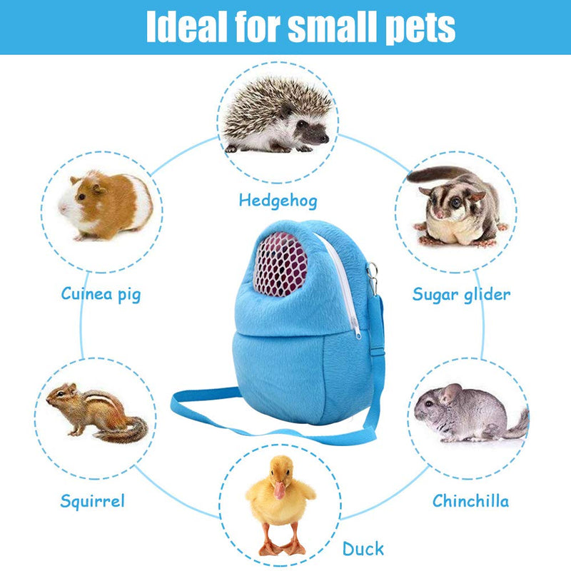 NALCY Hamster Carrier, Pet Carrier Bag, Breathable Carrier for Small Pet, with Adjustable Single Shoulder Strap Pouch, for Small Pets Hedgehog Sugar Glider Squirrel Rabbit (M, Blue) - PawsPlanet Australia