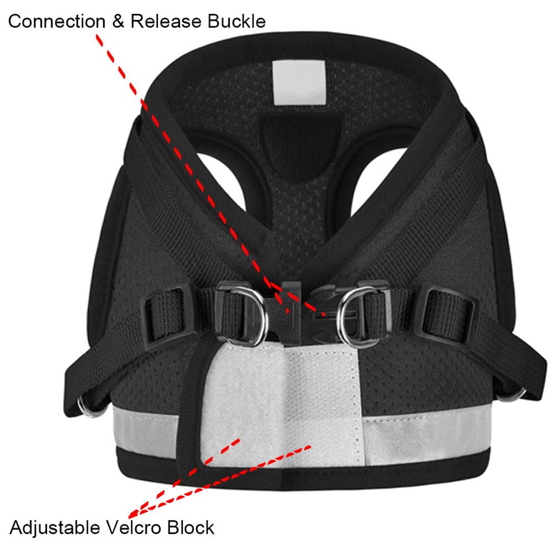 [Australia] - GAUTERF Cat Harnesses and Puppy Harness with Leashes Set, Escape Proof Cat Harness, Adjustable Reflective Soft Mesh Corduroy Vest Fit Puppy Kitten Rabbit Ferrets's Outdoor Harness XXS (Chest: 7" - 8") Black 