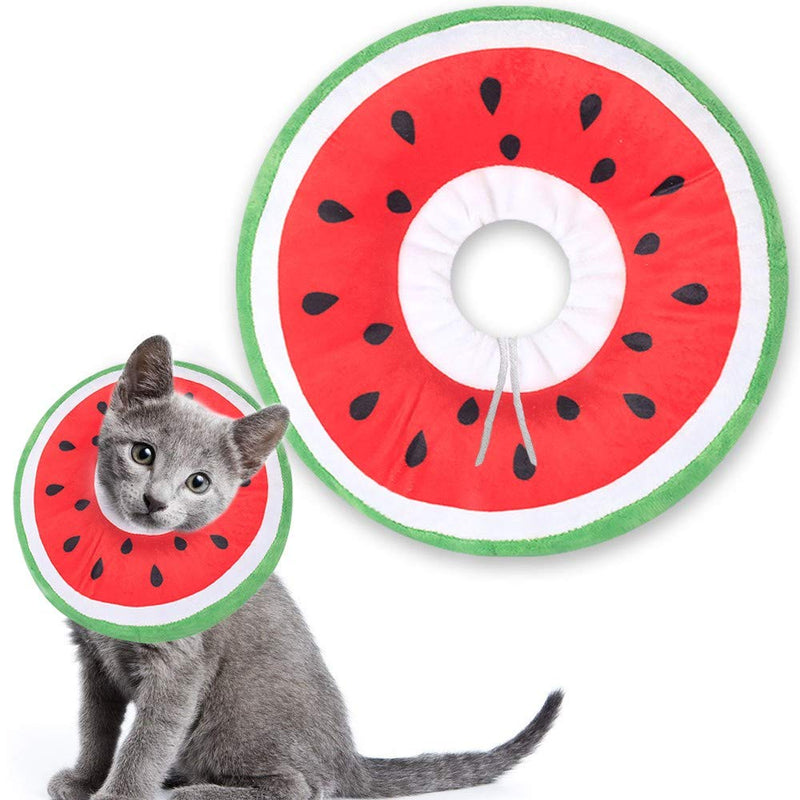 Adjustable Cat Collar, Comfortable E-Collar, Soft Cat Protective Collar Wound Healing Protective Cone Anti Bite Safety Protective Collar for Pets Cats Dogs Puppies Kittens Watermelon - PawsPlanet Australia