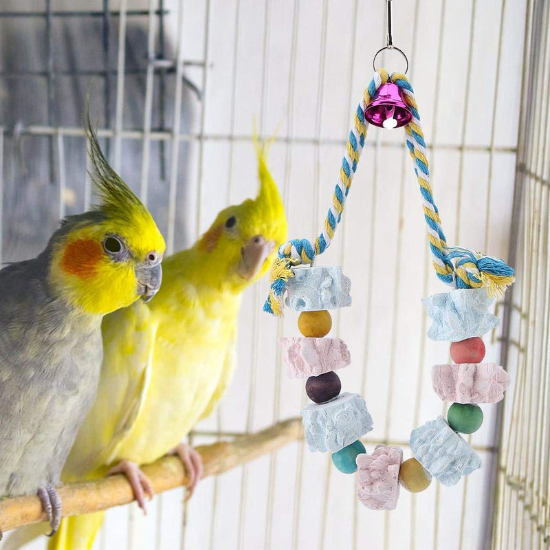 Bird Chew Toy Colorful Bird Block Toys Parrot Break Grinding Stones Cages Bite Chew Training Toys Parrot Parakeet Hanging Mineral Building Blocks Bite Chewing Toy - PawsPlanet Australia