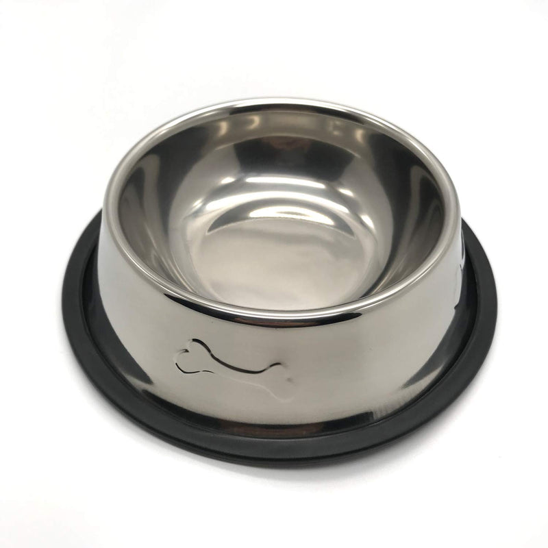 CHICAN bone pattern stainless steel dog bowl, 2 stainless steel dog bowls, medium and large pet food bowls, pet dog bowls, non-slip dog bowls (M-22cm) M-22cm - PawsPlanet Australia