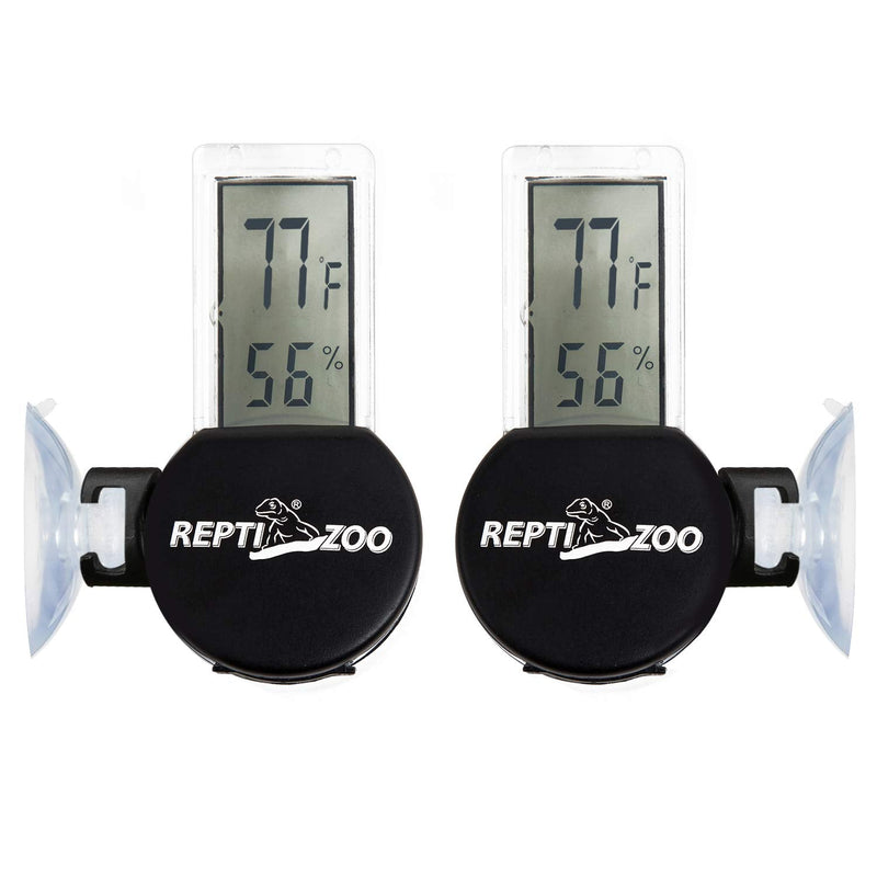 REPTI ZOO 2 Pack Reptile Terrarium Thermometer Hygrometer Digital Display Pet Rearing Box Reptiles Tank Thermometer Hygrometer with Suction Cup - PawsPlanet Australia