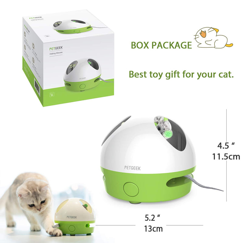 PETGEEK Automatic Interactive Cat Toy, Cat Toys with Squeaky Mouse Sound, Cat Toys for Indoor Cats with Spinning Tail for Exercise, Cat Mouse Toys Catnip Filled hiding mouse cat mice toy - PawsPlanet Australia