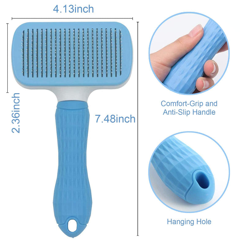 Guokoo Dog Comb Brush,Slicker Pet Grooming Brush, Gently Reduces Shedding and Tangling for All Hair Types,Great for Dogs and Cats With Medium Long Hair(Blue) Blue - PawsPlanet Australia
