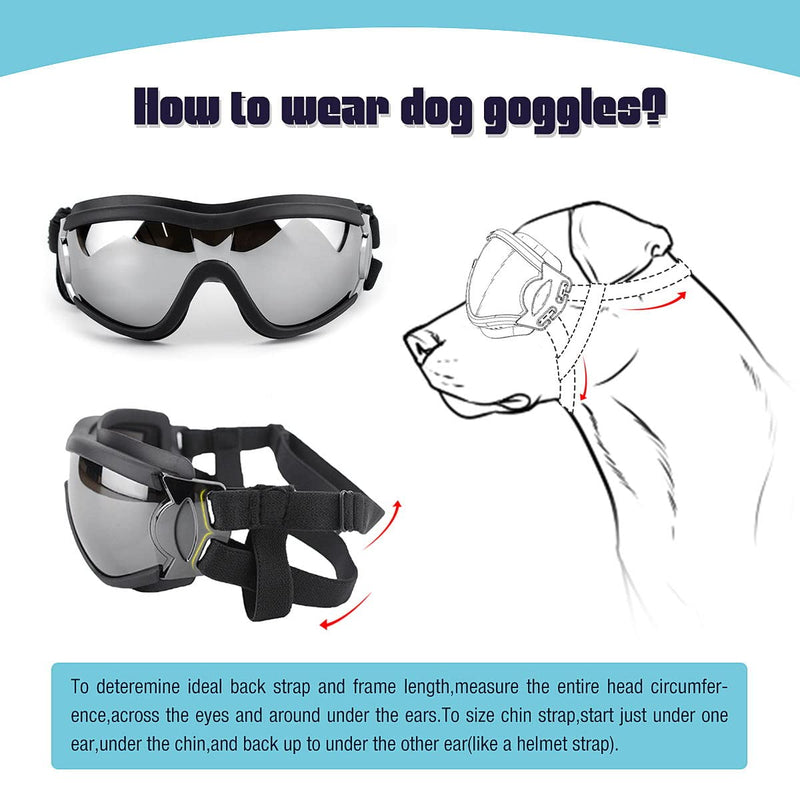 Namsan Dog Goggles Anti-UV Pet Sunglasses Waterproof Windproof Eye Protection for Large/Medium Dog Black - PawsPlanet Australia