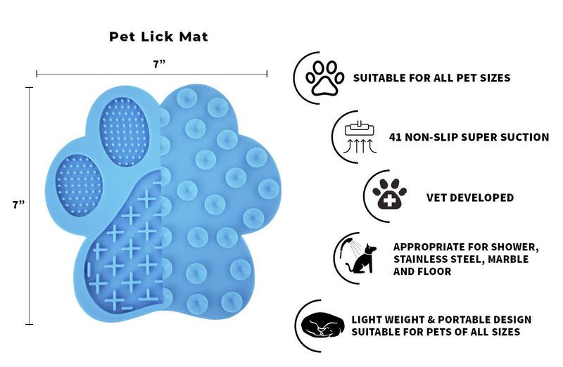 [Australia] - Lick Mat for Dogs | Slow Feeder | Dog Lick Mat for Anxiety | Dog Lick Pad for Treats & Grooming | Use in Shower and Bath With Super Suction Cup Holds on Wall and Floor | Great for Pet Training 