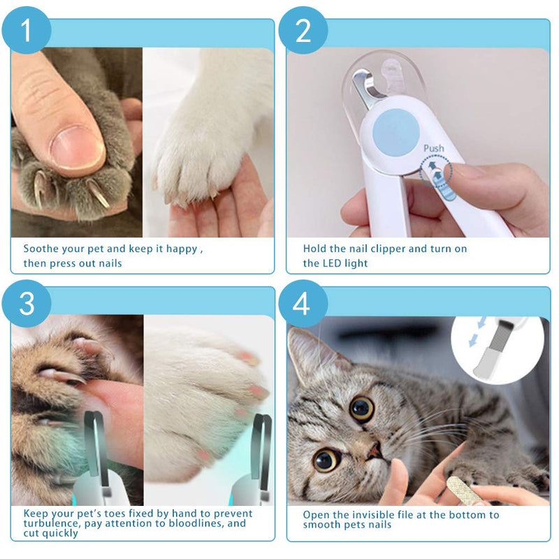 [Australia] - SYOSIN Dog Cat Nail Clippers and Trimmer,Pet Nail Clippers with LED Light to Avoid Over-Cutting Nails,Free Nail File and Razor Sharp Blade,Professional Grooming Tools at Home 