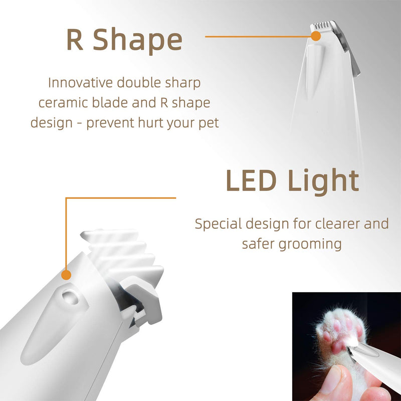 LAKHAH Pet Paw Hair Clipper Light up Electric Dog Claw Shaver, 2 Speeds Rechargeable Cat Face Trimmer Quiet Hamster Grooming Kit for Paw Eyes Ears Face Rump - PawsPlanet Australia