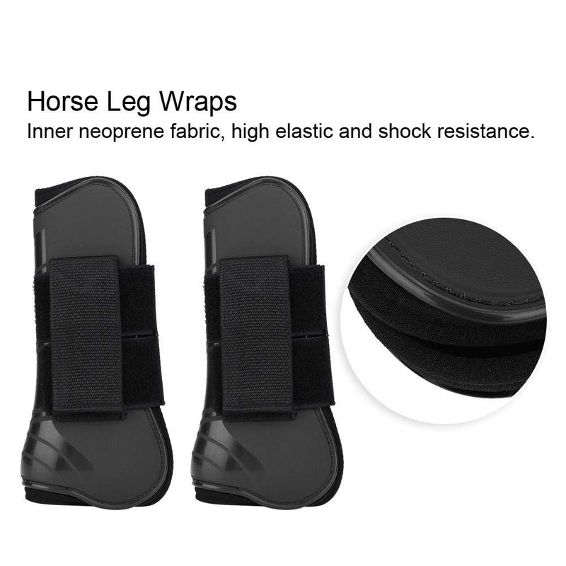 ViaGasaFamido Horse Support Boots, 1 Pair of Horse Breathable Wrap Jumping Leg Boot Protection Support Wrap Equestrian PU Secure Leg Protection Horse Tendon (Black) Black - PawsPlanet Australia