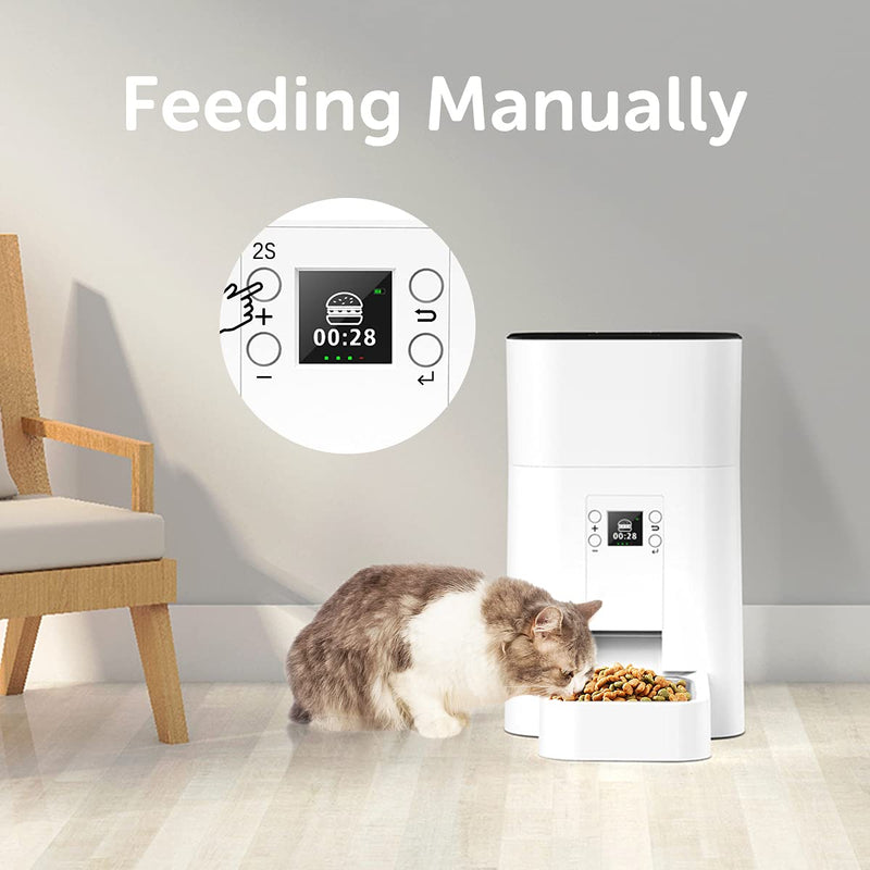 Automatic Cat Feeder, Pet Feeder, Automatic Pet Feeder with LCD, Stainless Steel Dry Food Dispenser with Feeding Bowl, Operates on Batteries or Electricity, Timer Programmable, 1-4 Meals per Day 4.5L - PawsPlanet Australia