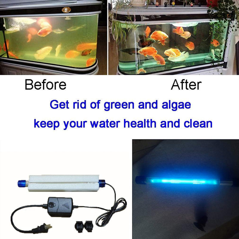 rOXIN 5W 7W 13W U-VC Aquarium Green Clean Light Algae Bloom Clear Lamp Aquarium Water Clean Green Clear Waterproof Clean Lamp for Pond Fish Tank Sump Swim Pool 5W-6.9inch Length - PawsPlanet Australia