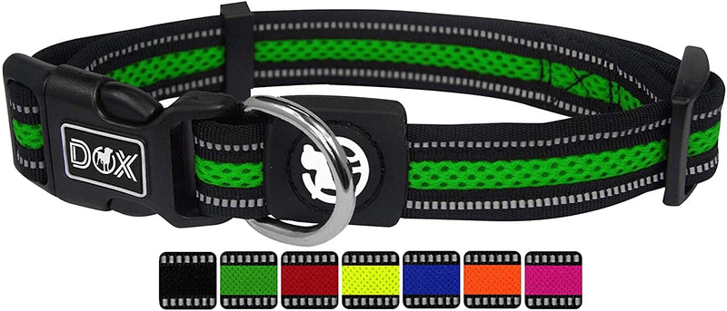 DDOXX Air Mesh Reflective Adjustable Padded Dog Collar | many colors | for small & large dogs | Collar Dog Cat Puppy | Dog collars | Cat collar small | Green, SS - 2.0 x 27-37 cm - PawsPlanet Australia