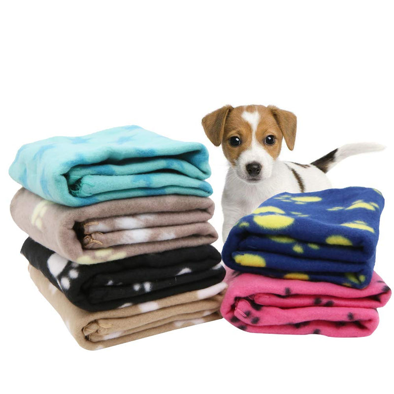 6 Pieces Pet Blanket Cushion Dog Cat Soft Warm Blankets Puppy Washable Sleep Mat Pad Bed Cover With Paw Print(60 x 70cm/23.6 x 27.6 inch, Multicolor) - PawsPlanet Australia