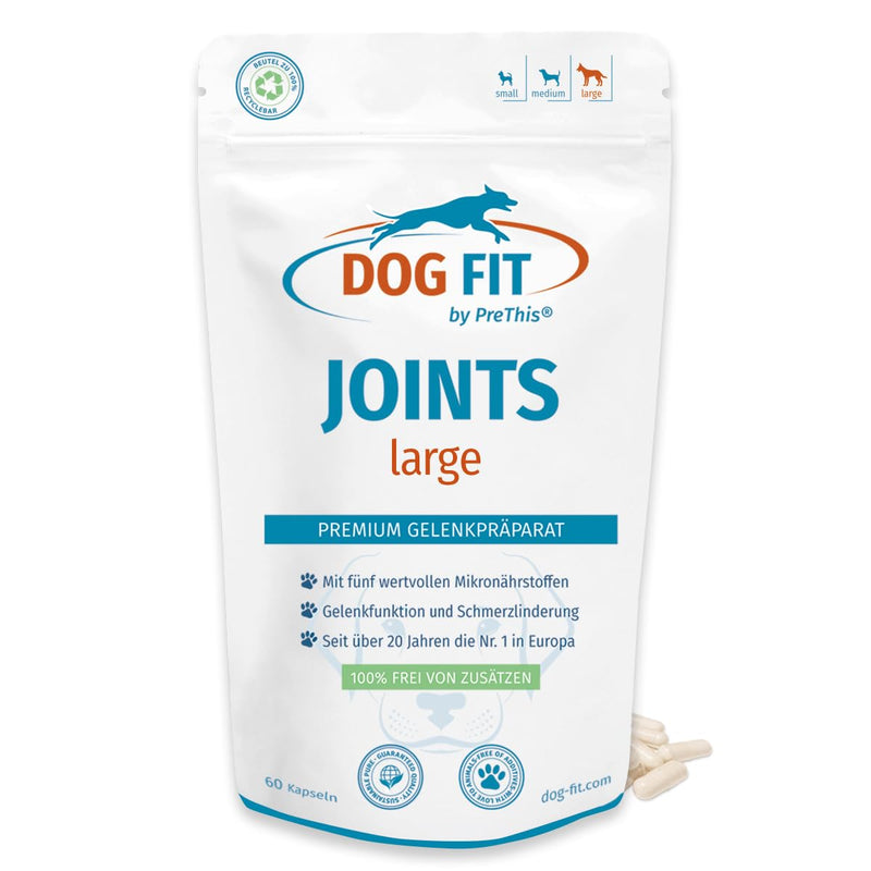 DOG FIT by PreThis® Joints Joint remedies for dogs for osteoarthritis, patellar luxation, spondylosis & hip dysplasia I Glucosamine, MSM, collagen, frankincense, devil's claw without additives I Large JOINTS large (from 25 kg) - PawsPlanet Australia