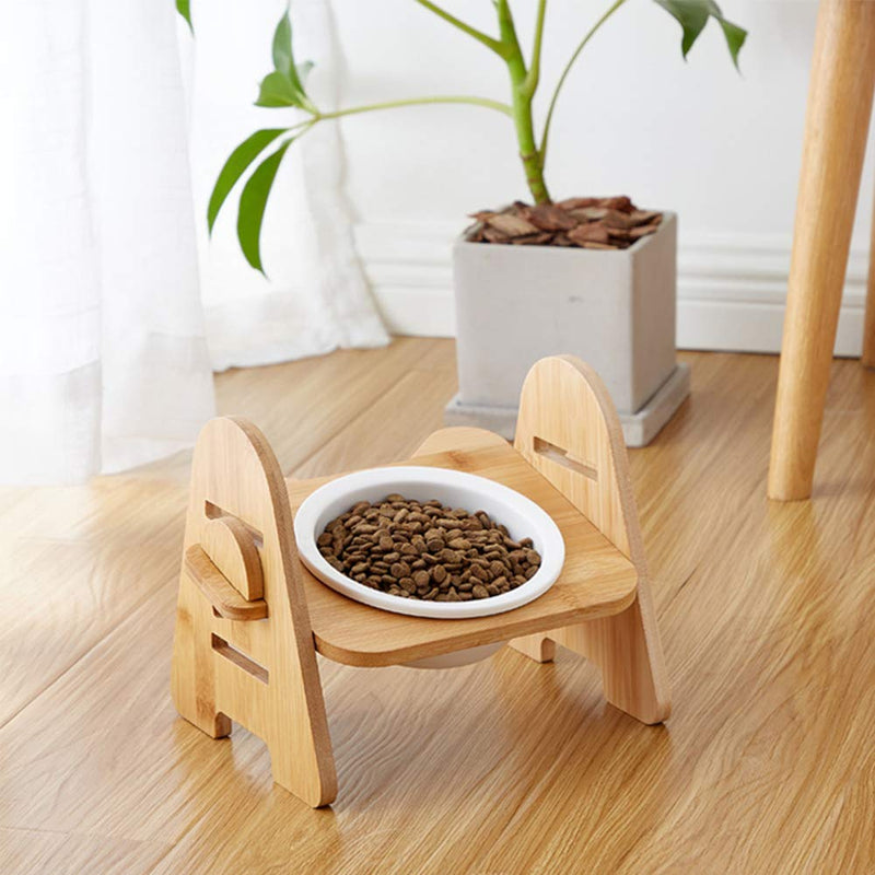 Raised Pet Bowls Stand, 15°Tilted Platform Single Bowl Cat Feeder Cat Feeding Bowl Raised with Stand, Cat Ceramic Bowl Set for Feeding Food and Water - PawsPlanet Australia