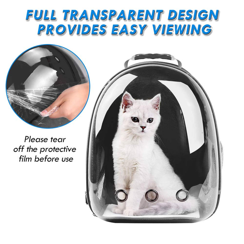 SSAWcasa Cat Carrier Backpack,Large Transparent Bubble Pet Backpack,Portable Ventilated Carry Backpack for Cat & Small Dog,Airline Approved Waterproof Pet Carrier Bag for Hiking Outdoor Black - PawsPlanet Australia