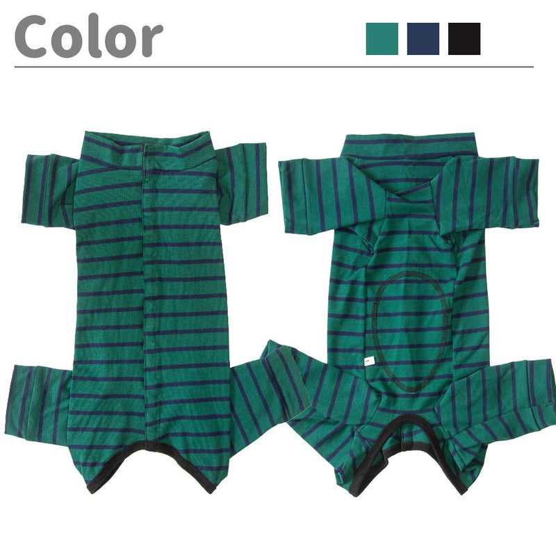 Kukaster Pet Dog’s Recovery Suit Post Surgery Shirt for Puppy, Full Coverage Dog's Bodysuit Wound Protective Surgical Clothes for Small and Medium Pets XS green black stripe - PawsPlanet Australia
