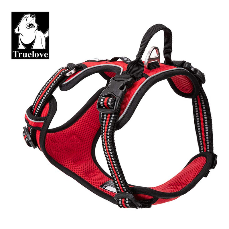 TRUE LOVE Dog Harness No Pull Adjustable Reflective Step-in Soft Nylon For Small Large Pet TLH56512(M, Red) M - PawsPlanet Australia