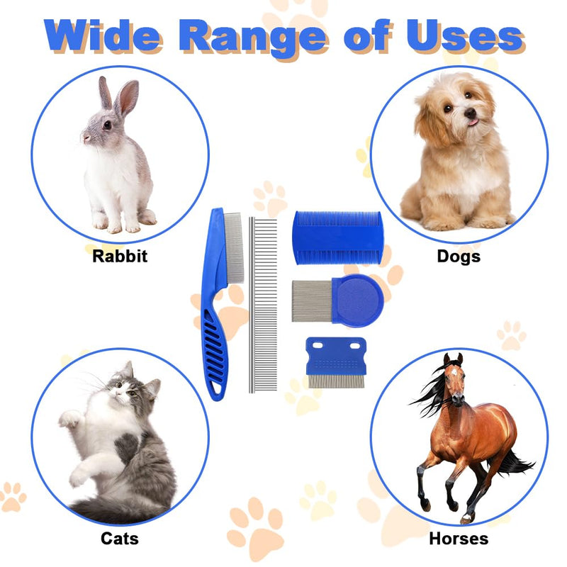 Flea Comb for Cats and Dogs Comb, Pack of 5 Stainless Steel Flea Comb, Pet Comb, Lice Comb Dust Comb, Pet Grooming Comb, Multifunctional Pet Hair Comb for Flea Control, Pet Care - PawsPlanet Australia