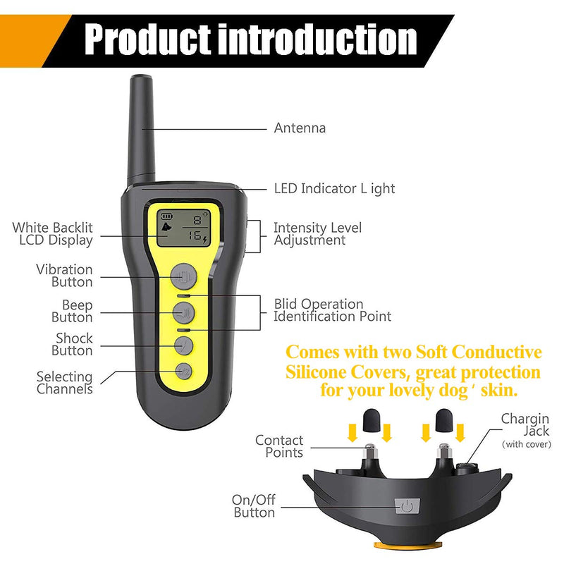 [Australia] - AngelaKerry Dog Training Collar, 1000ft Remote Dog Shock Collar, 100% Waterproof Rechargeable Beep/Vibra/Electric Shock 1 Collar 