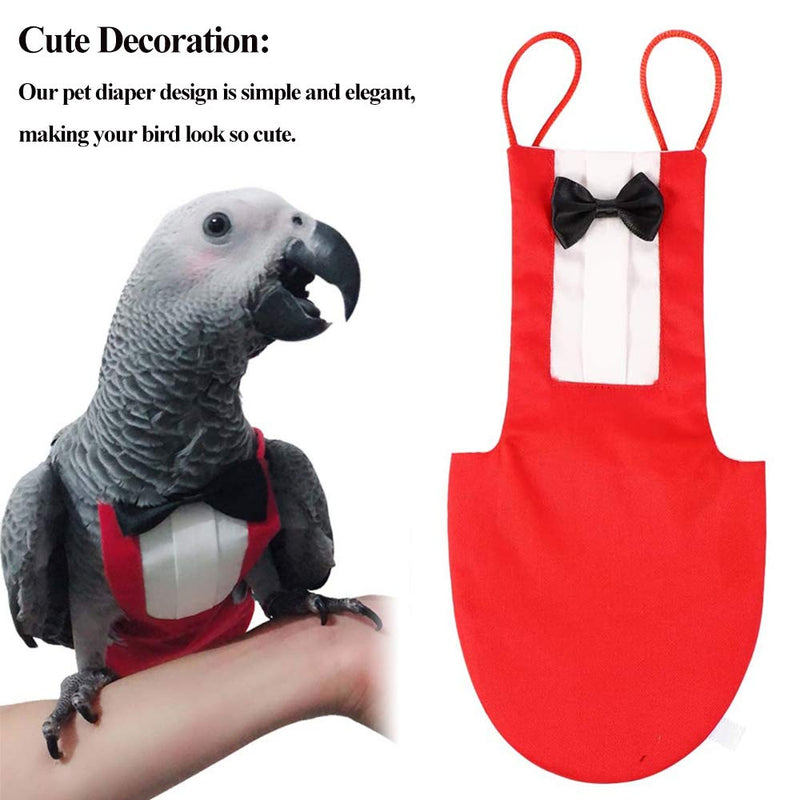 ASOCEA 2 Pack Bird Diaper Parrot Flight Suit Reusable Parrots Nappies with Bowtie Decor Pet Clothes for Budgie Parakeet Cockatiel Cockatoo African Macaw Wedding Anniversary Christmas Birthday Party - PawsPlanet Australia