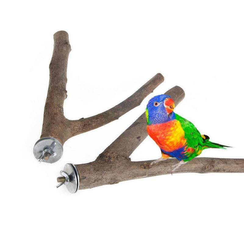 Fushida 2 pcs Natural Wood Bird Y Perches, Budgie Parrot Toys, Birdcage Stand Perches (S) - PawsPlanet Australia